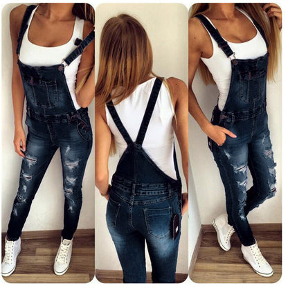 JENNY - Lässig Jeans Overall Zerrissen Latzhose Women