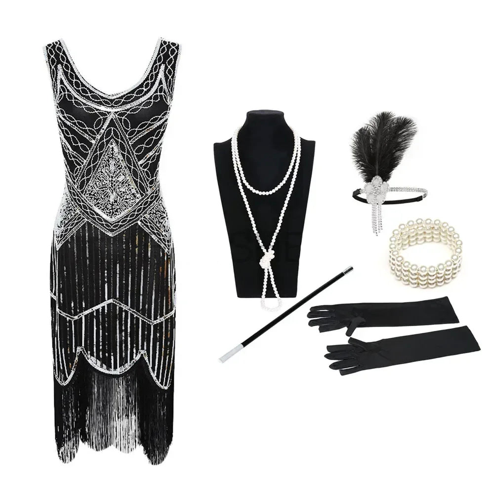 DINA - Trendy Partykleid: 5-teiliges Accessoire-Ensemble