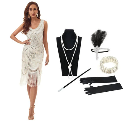 DINA - Trendy Partykleid: 5-teiliges Accessoire-Ensemble